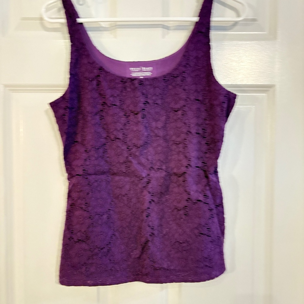 White House Black Market Purple Lace Camisole - Picture 3 of 3